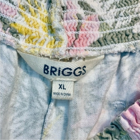 Briggs New York Shorts XL White Linen Rayon Tropical Floral Pink Green - Picture 5 of 10
